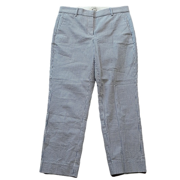 J. Crew Blue and White Stripe Seersucker Skimmer Pant 6